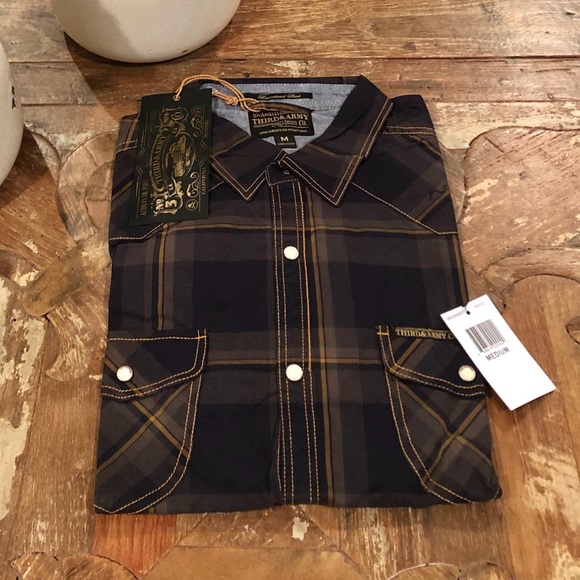 Third & Army Plaid Button Down - Picture 2 of 3